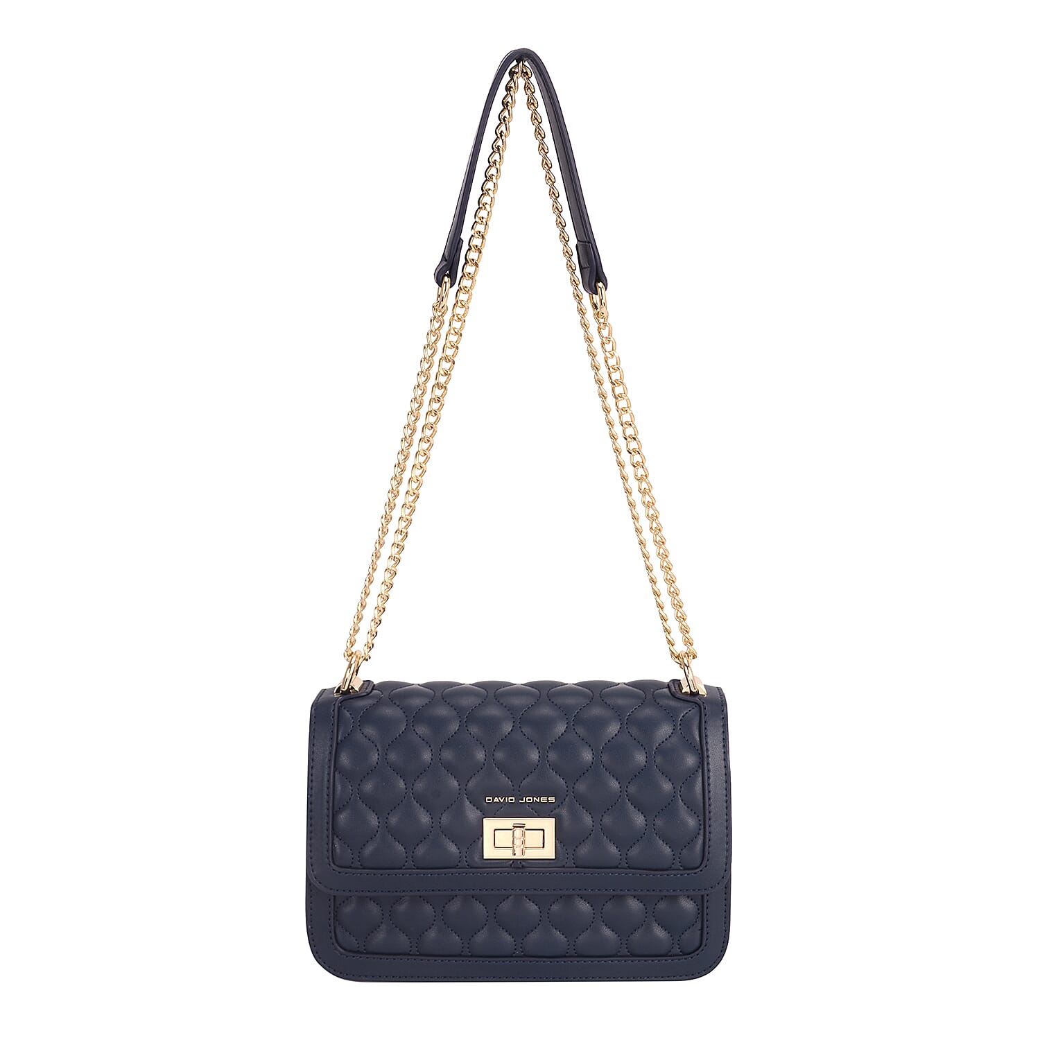 David Jones Elegant Quilted Shoulder Bag - Navy