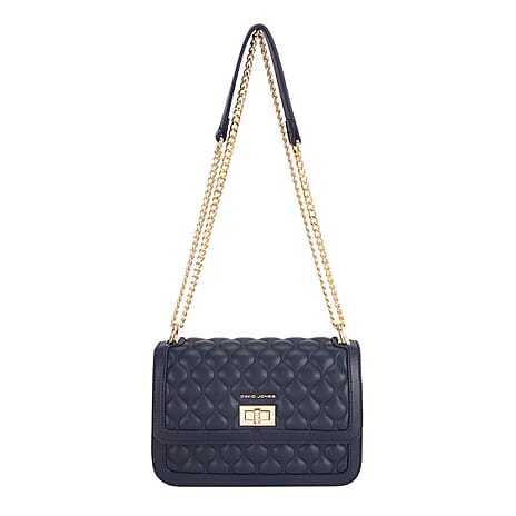 David Jones Elegant Quilted Shoulder Bag - Navy