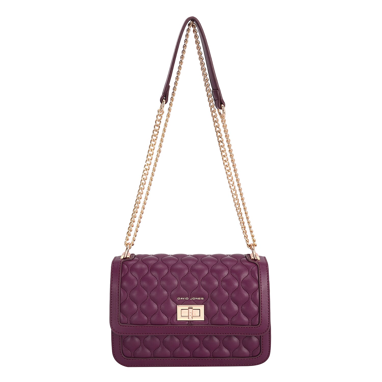 David Jones Elegant Quilted Shoulder Bag - Magenta