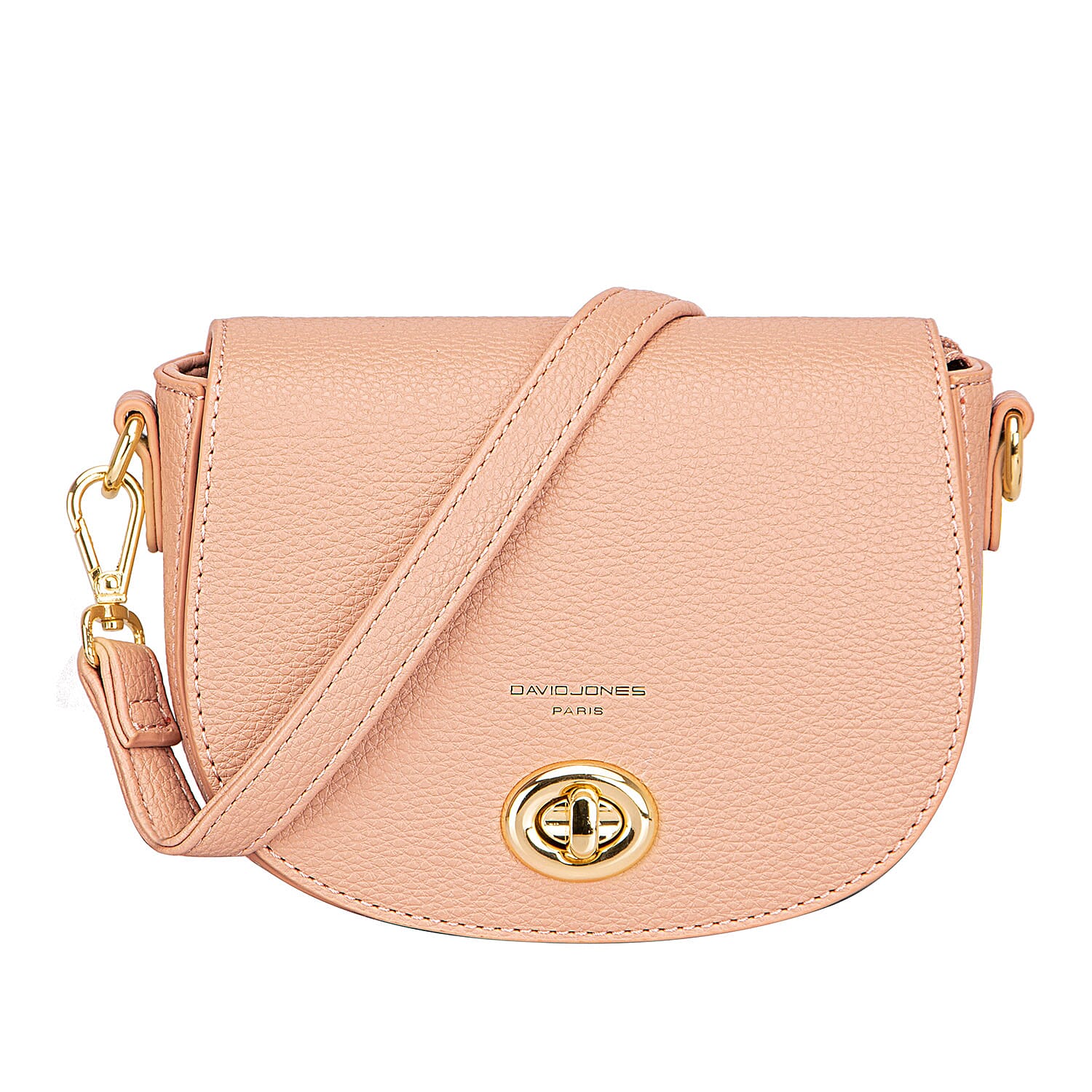 David Jones Stylish Round Flap Compact Shoulder Bag - Pink