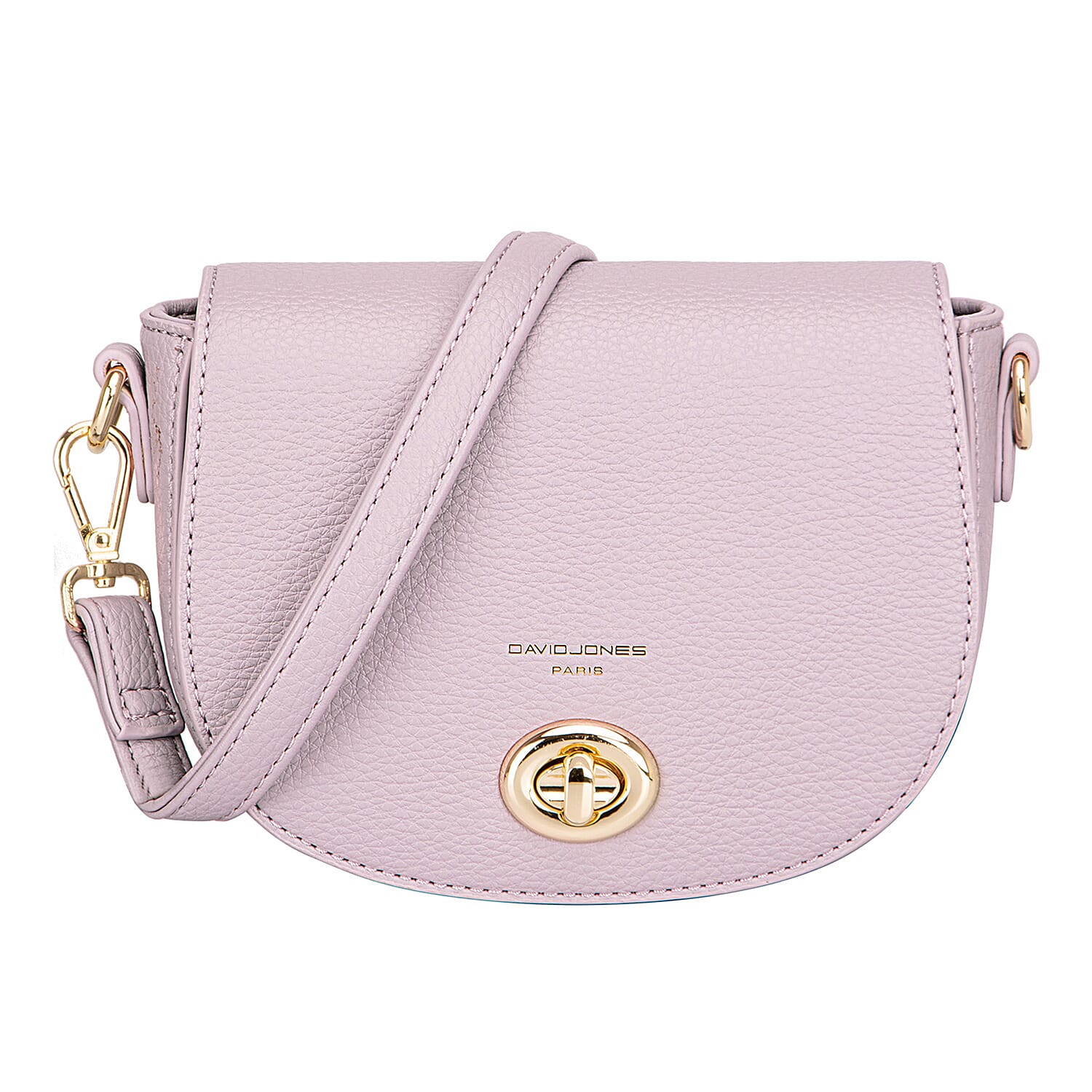 David Jones Stylish Round Flap Compact Shoulder Bag Lilac