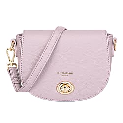 David Jones Stylish Round Flap Compact Shoulder Bag Lilac