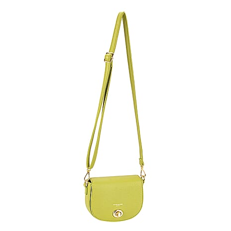 David Jones Stylish Round Flap Compact Shoulder Bag Lemon