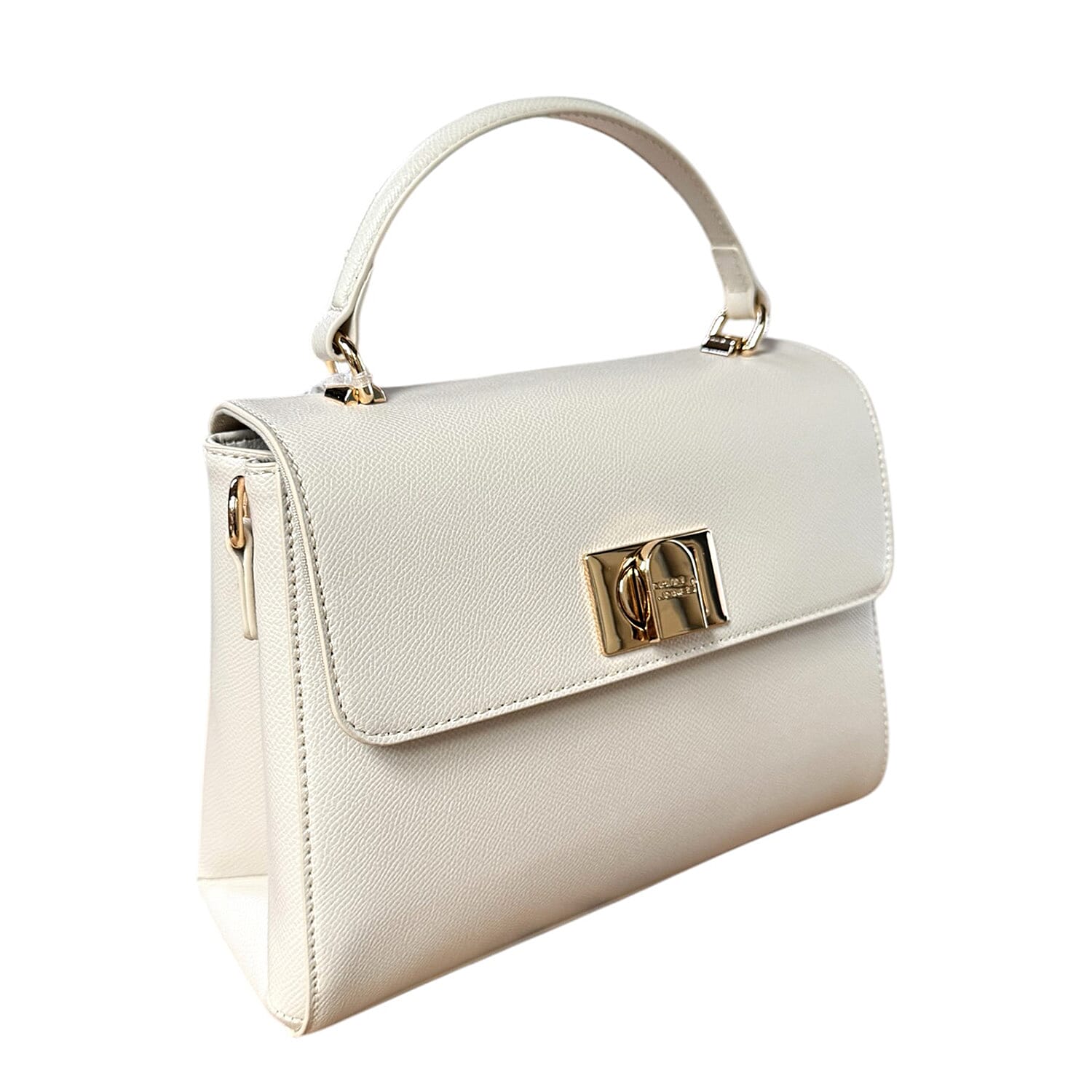 BRAND NEW LAUNCH - David Jones Womens Elegant Flap Closure Handbag with Top Handle - Cream