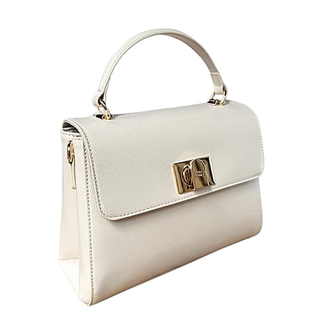 BRAND NEW LAUNCH - David Jones Womens Elegant Flap Closure Handbag with Top Handle - Cream