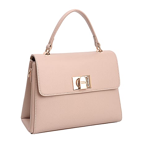 BRAND NEW LAUNCH - - David Jones Womens Elegant Flap Closure Handbag with Top Handle - Dusty Pink