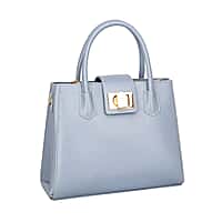 David Jones Classic Satchel Handbag with Top Handle - Blue