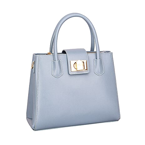 David Jones Classic Satchel Handbag with Top Handle - Blue