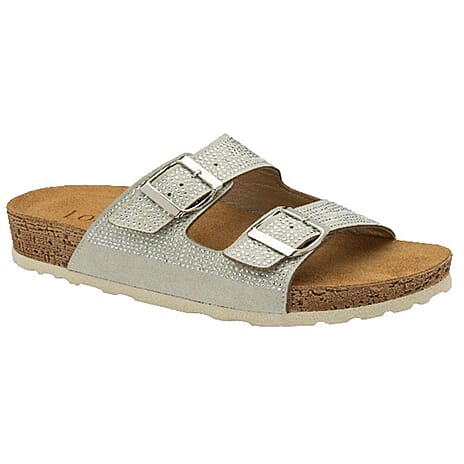 Lotus Ladies Silver Tafella Open-Toe Mule Sandals (Size - 3)