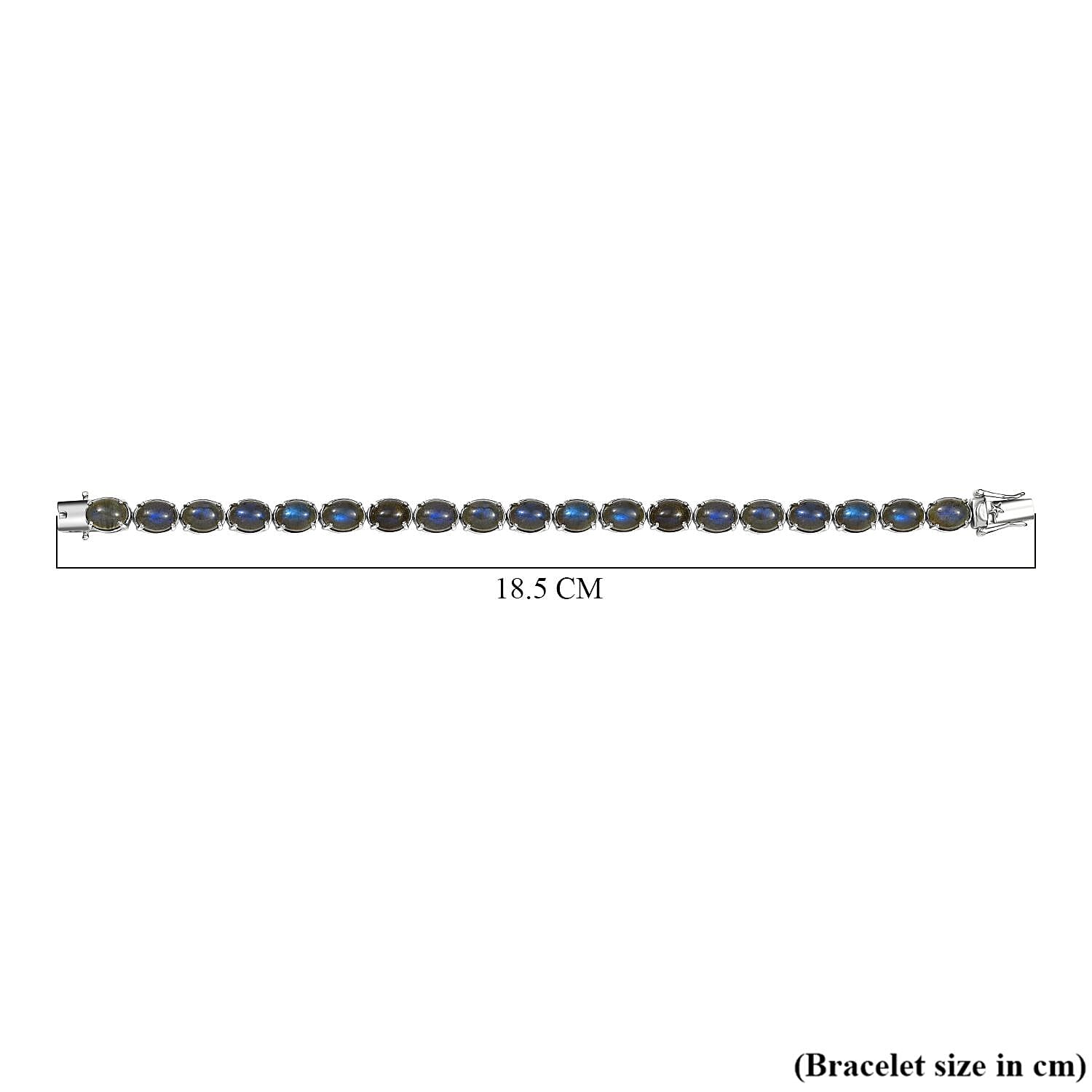 D'joy AAA Natural Labradorite Cluster Bracelet (Size - 7) with GB Lock Box in Rhodium Overlay Sterling Silver 24.80 Ct, Silver Wt. 11.03 Gms.