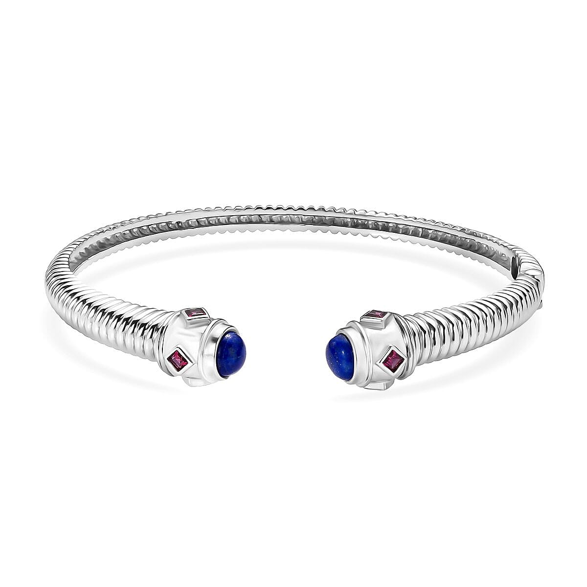 EverTrue Lapis Lazuli & Rhodolite Garnet Full Bangle (Size 7.5) 4.55 Ct.