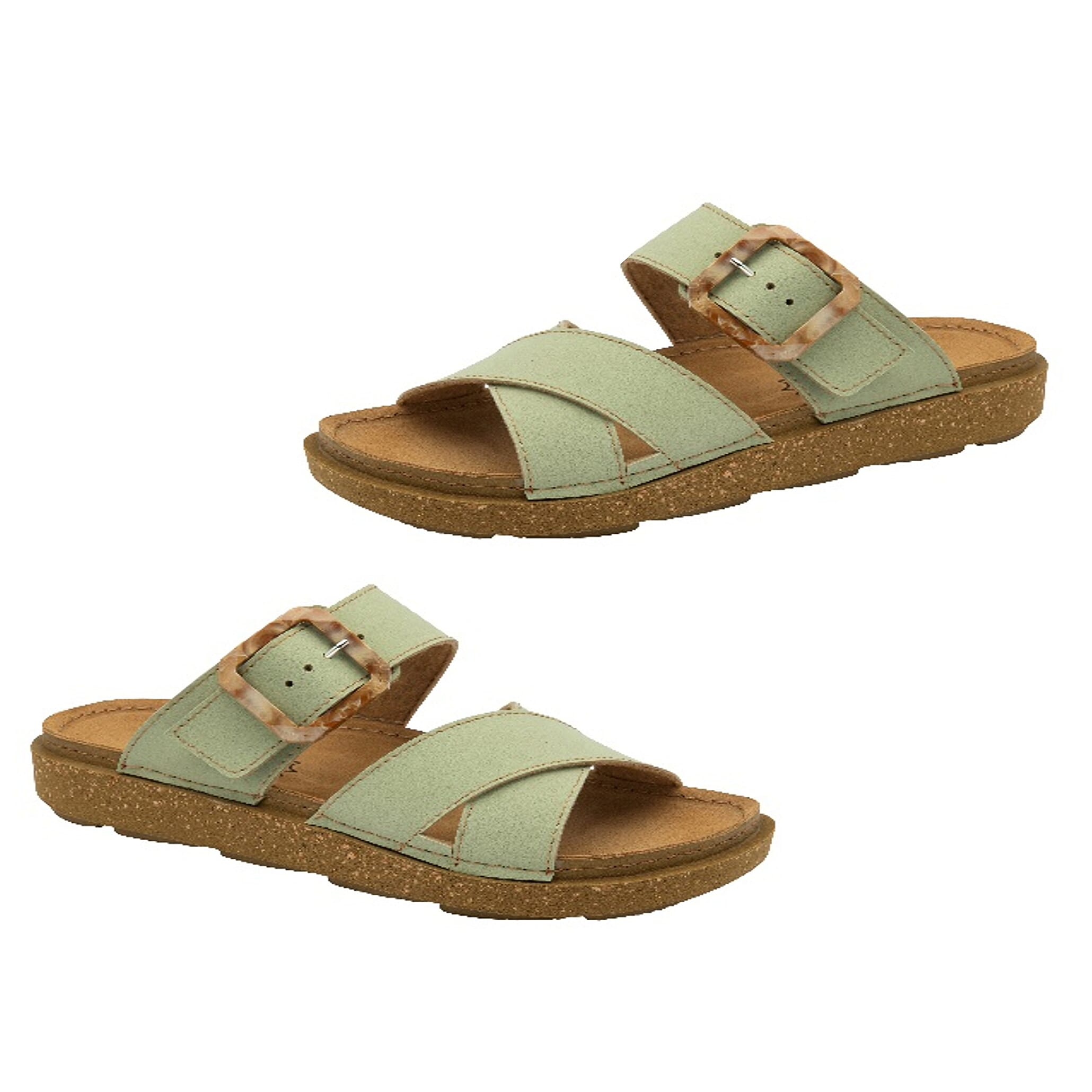 Lotus Womens Assenza Pink Buckle Criss-Cross Mule Sandals