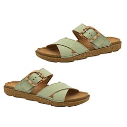 Lotus Womens Assenza Pink Buckle Criss-Cross Mule Sandals