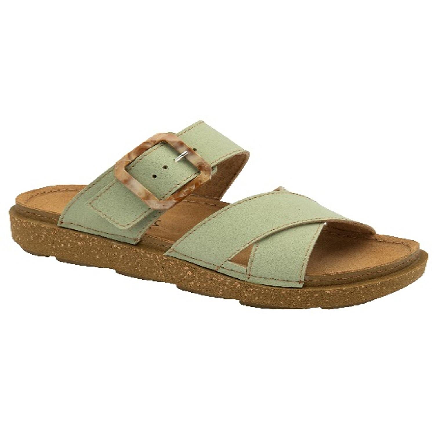 Lotus Womens Assenza Pink Buckle Criss-Cross Mule Sandals