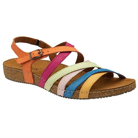 Lotus Ladies Multi Color Strips Sevilla Open-Toe Mule Sandals (Size 5)