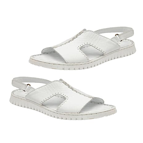 Lotus Ladies White Astrid Open-Toe Mule Sandals (Size - 8)