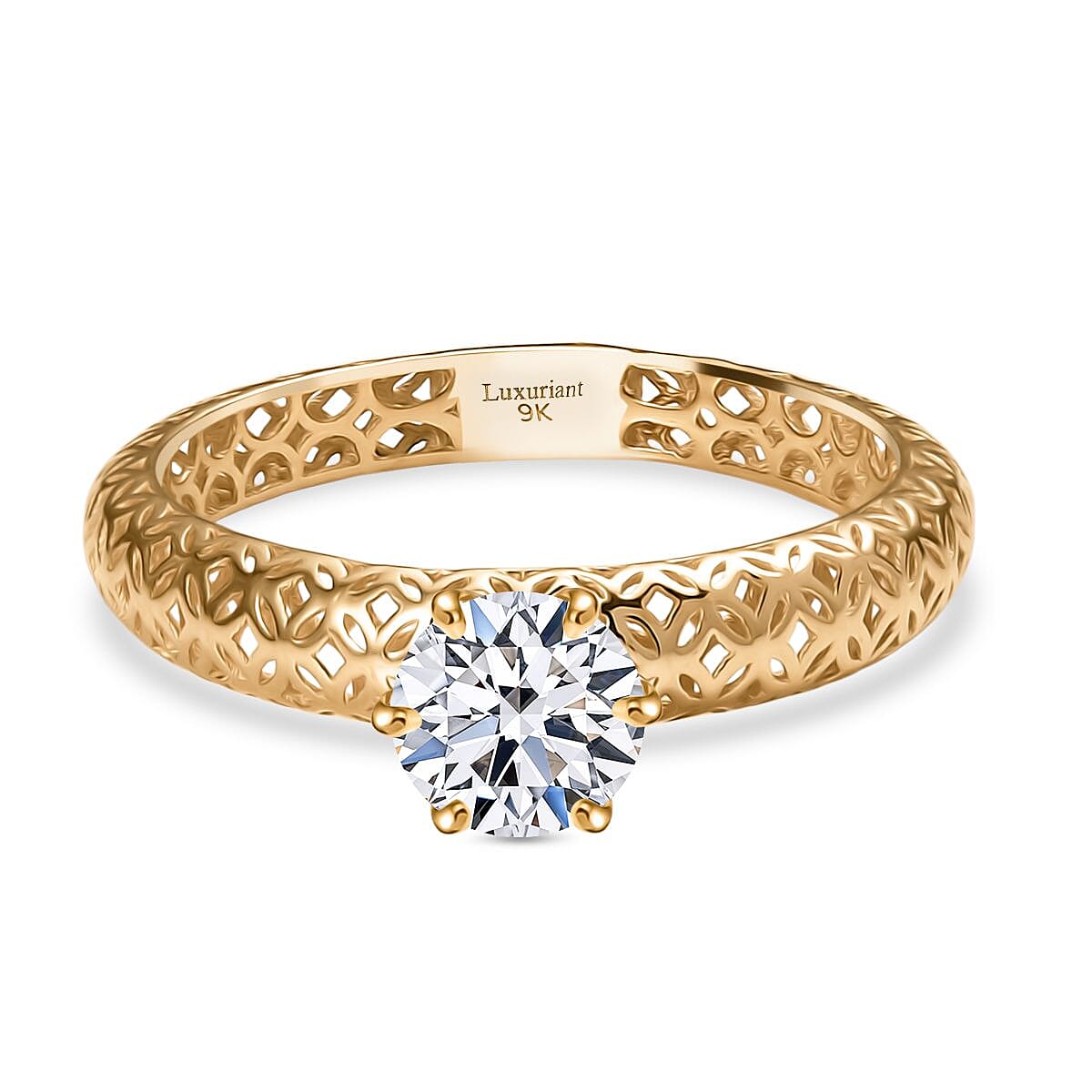 LUXURIANT 0.75 Ct. Lab Grown Diamond Solitaire Ring in 9K Yellow Gold SGL Certified (VS-EF)
