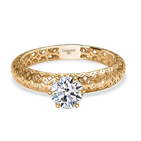 Luxuriant - 9K Yellow Gold SGL Certified Lab Grown Diamond (VS-EF) Solitaire Ring 0.75 Ct.