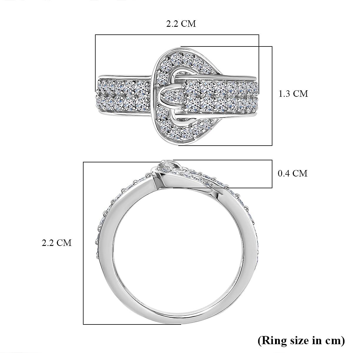 Luxuriant Diamond Lab Grown Diamond (VS-EF) Buckle Ring in Rhodium Overlay Sterling Silver 1.00 Ct. Luxuriant Diamond Lab Grown Diamond (VS-EF) Buckle Ring in Rhodium Overlay Sterling Silver 1.00 Ct.