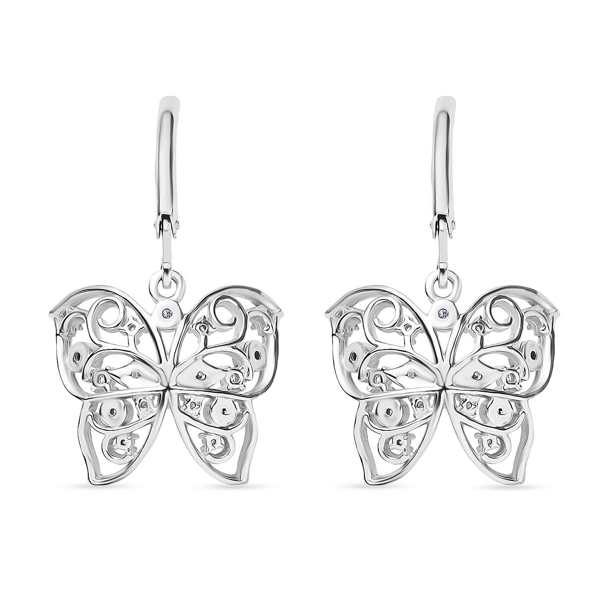 Luxuriant Diamond Lab Grown Diamond (SI-G-H) Butterfly Earring with Lever Back in Rhodium Overlay Sterling Silver 0.30 Cts Luxuriant Diamond Lab Grown Diamond (SI-G-H) Butterfly Earring with Lever Back in Rhodium Overlay Sterling Silver 0.30 Cts