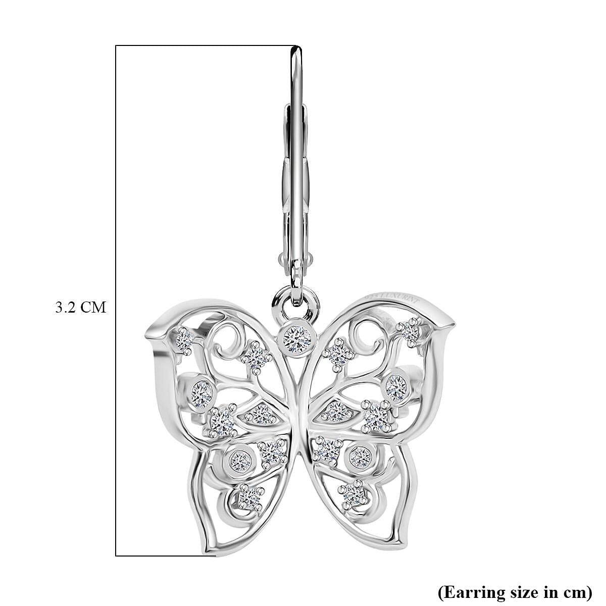 Luxuriant Diamond Lab Grown Diamond (SI-G-H) Butterfly Earring with Lever Back in Rhodium Overlay Sterling Silver 0.30 Cts Luxuriant Diamond Lab Grown Diamond (SI-G-H) Butterfly Earring with Lever Back in Rhodium Overlay Sterling Silver 0.30 Cts