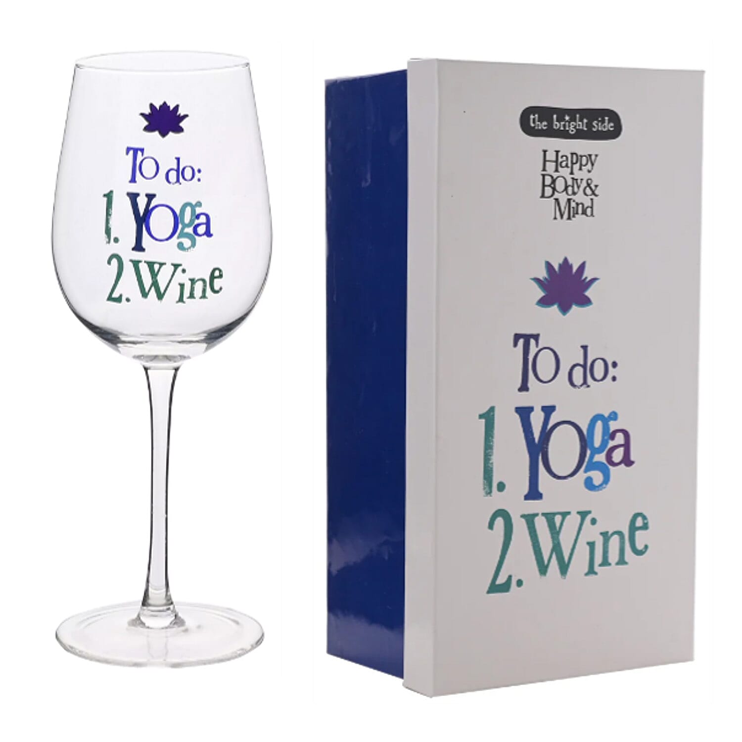 Luxe Wine Glass With Gift Box - Yoga & Wine Theme