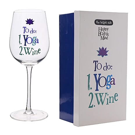 Luxe Wine Glass With Gift Box - Yoga & Wine Theme