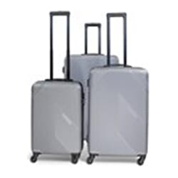 3-Piece Modern Black Luggage Set with 4 Spinner Wheels & Combination Locks (3 Sizes) - Grey
