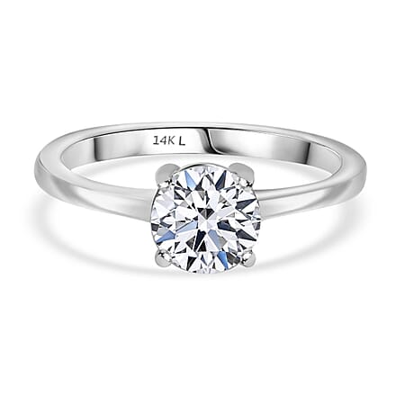 LUXURIANT 1 Ct. Lab Grown Diamond Solitaire Ring in 14K White Gold EF, VS