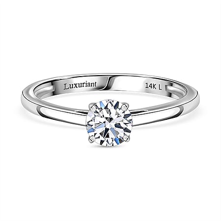 LUXURIANT 0.50 Ct. Lab Grown Diamond Solitaire Ring in 14K White Gold EF, VS