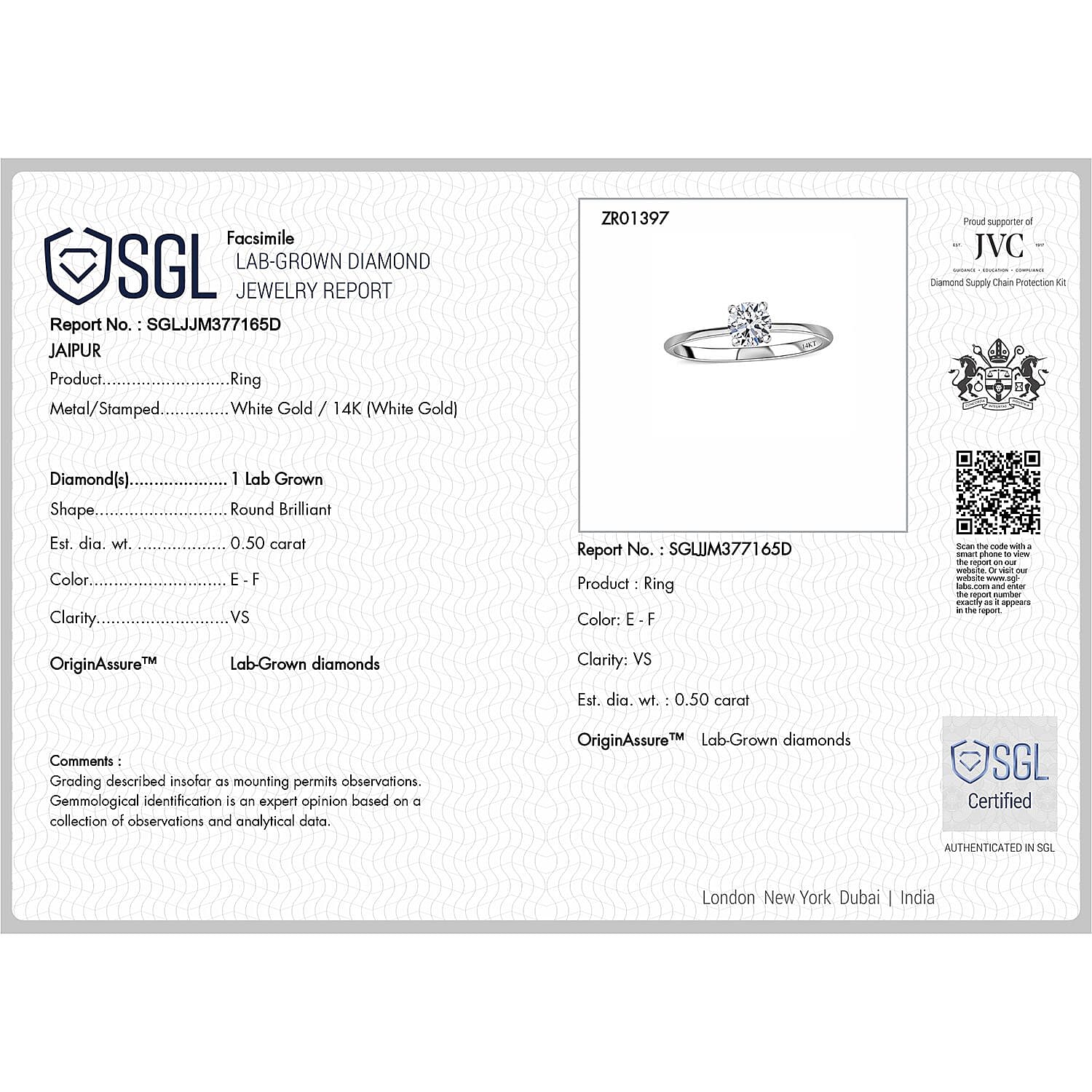 Luxuriant 14K Gold VS-EF Lab Grown Diamond Solitaire Ring