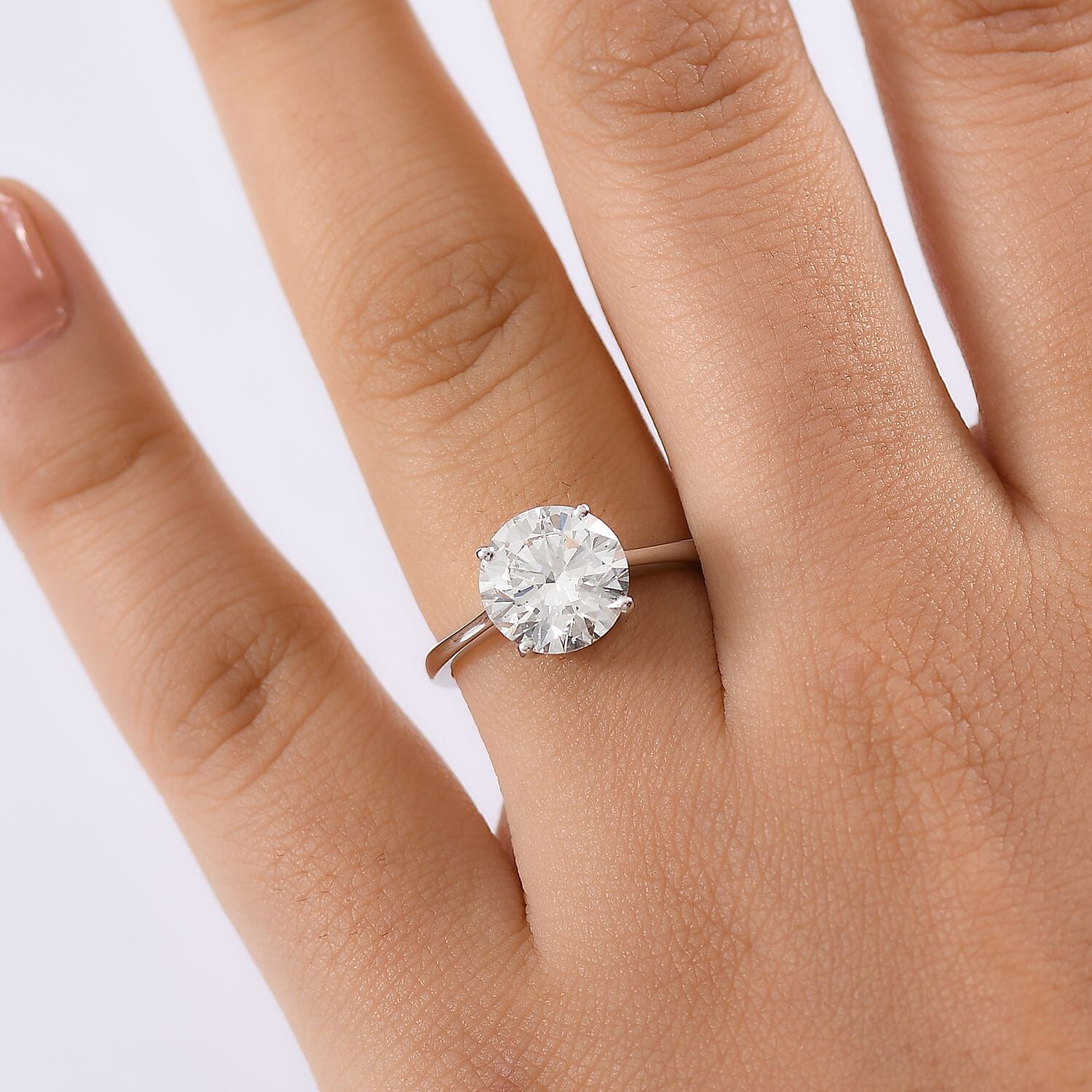 NY Closeout - Luxuriant 14K White Gold IGI Certified Lab Grown Diamond (VS-EF) Solitaire Ring 3.00 Ct.