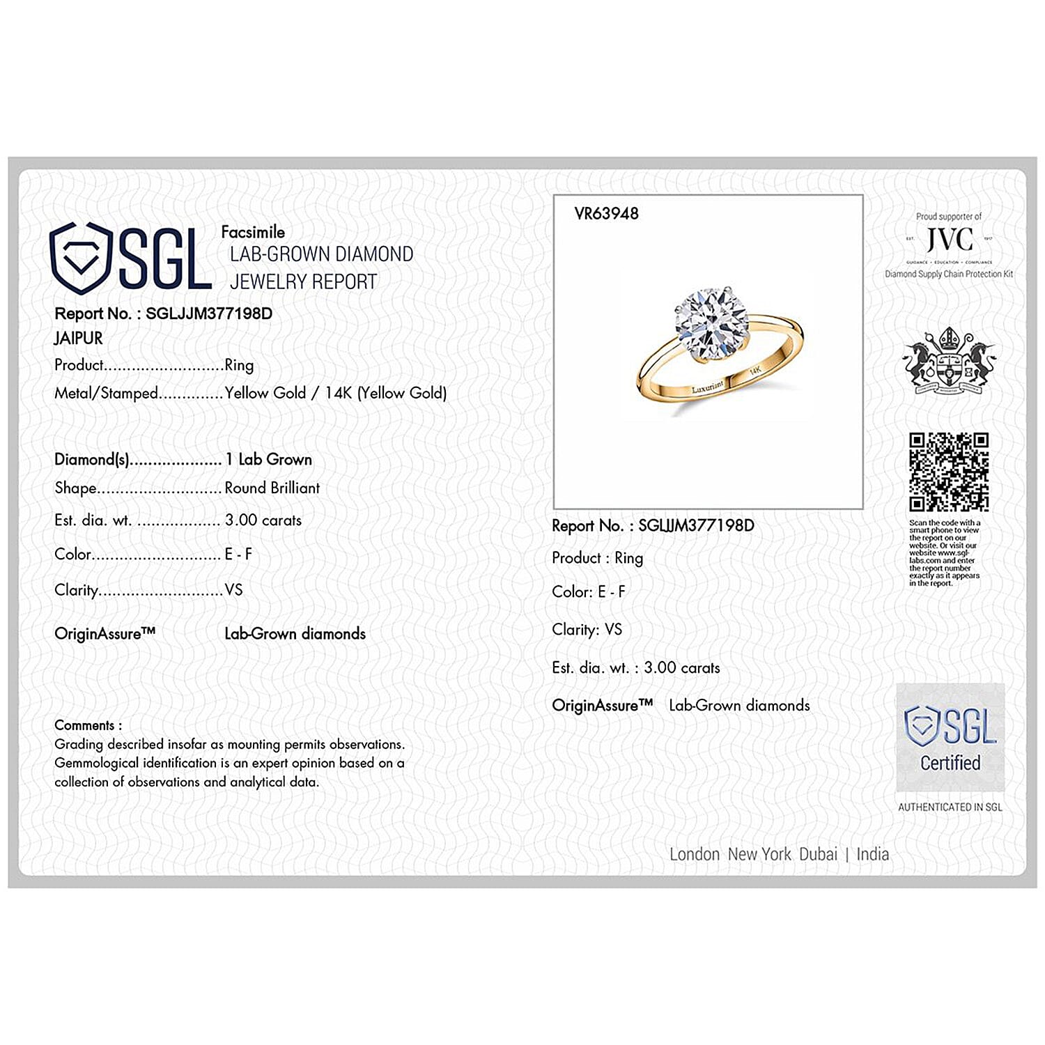 Luxuriant 14K Gold VS-EF Lab Grown Diamond Solitaire Ring