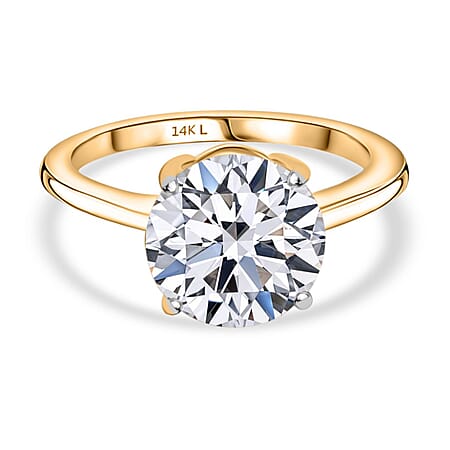 LUXURIANT 3 Ct. Lab Grown Diamond Solitaire Ring in 14K Yellow Gold EF, VS