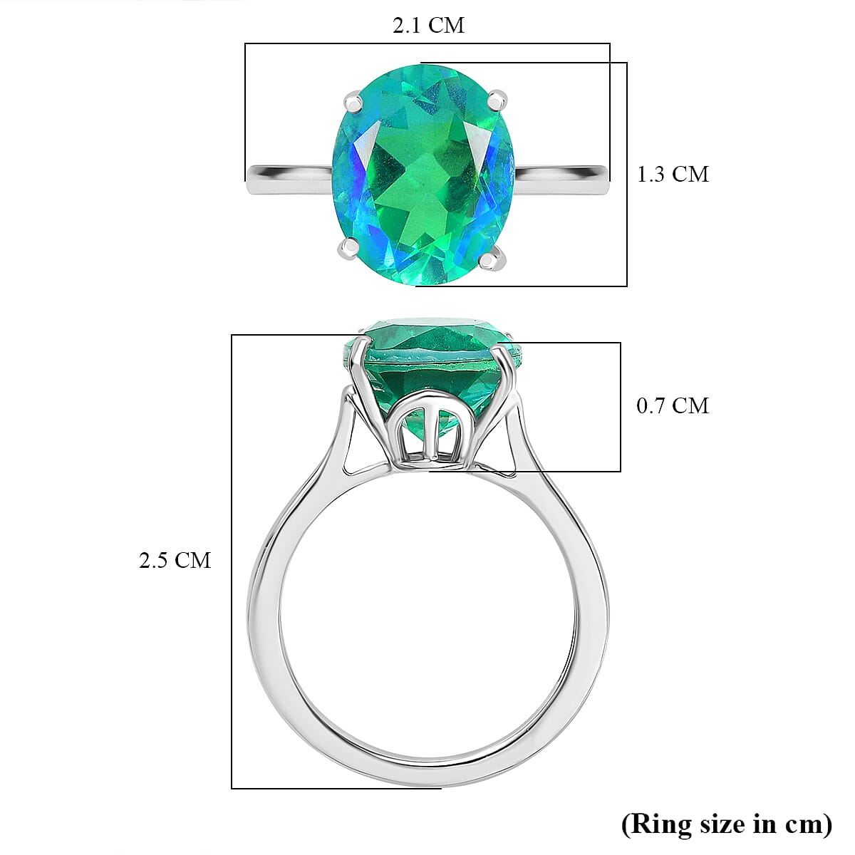 D’joy Peacock Triplet Quartz Ring in Platinum OverlaySterling Silver  4.898  Ct.