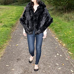 Faux Fur Cape Shawl Wrap (170 x 50 Cm) - Grey
