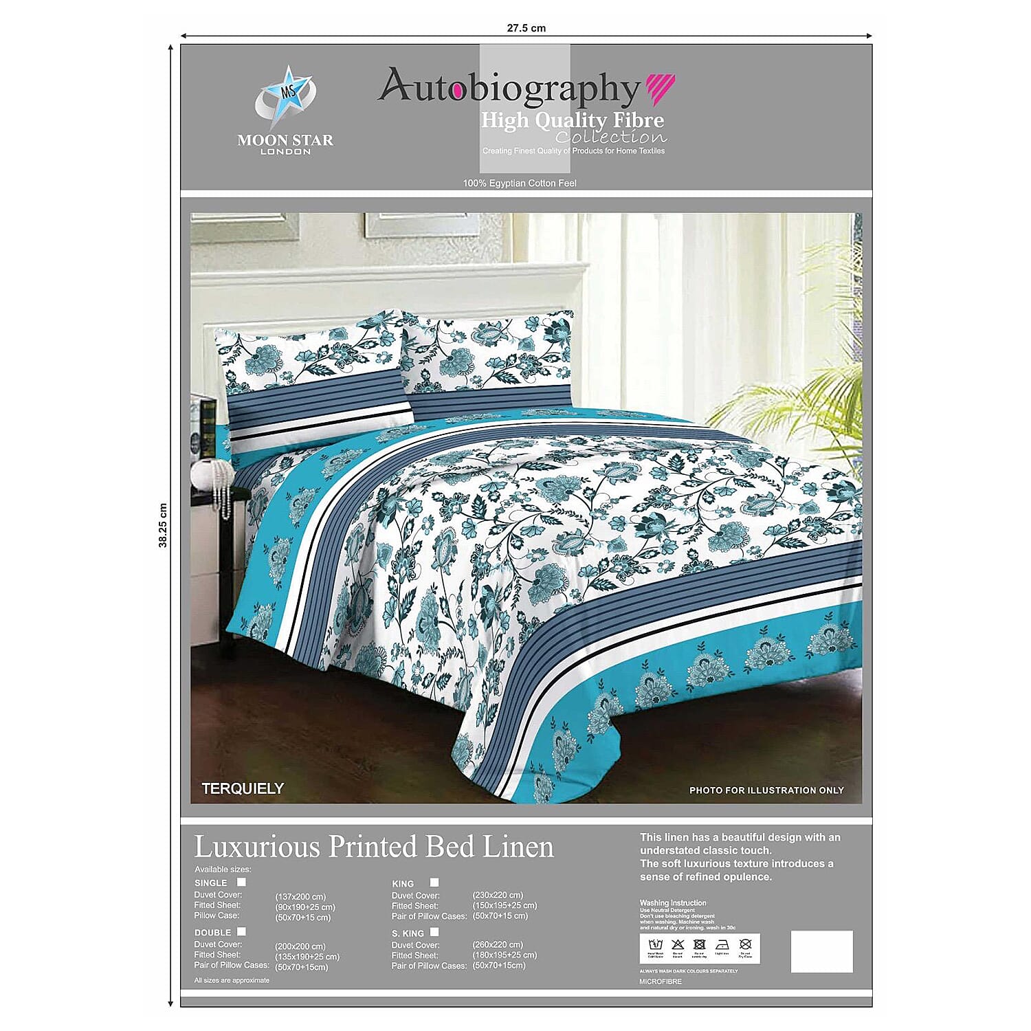 Set of Printed Duvet Cover, Fitted Sheet & Pillowcases