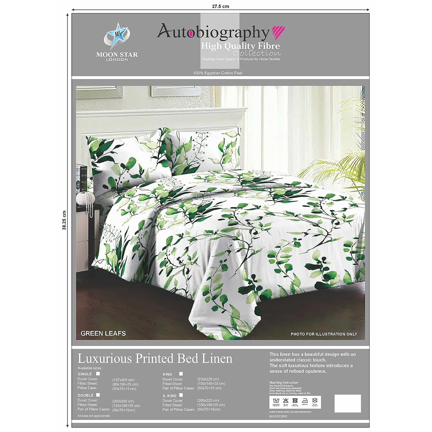 Set of Printed Duvet Cover, Fitted Sheet & Pillowcases