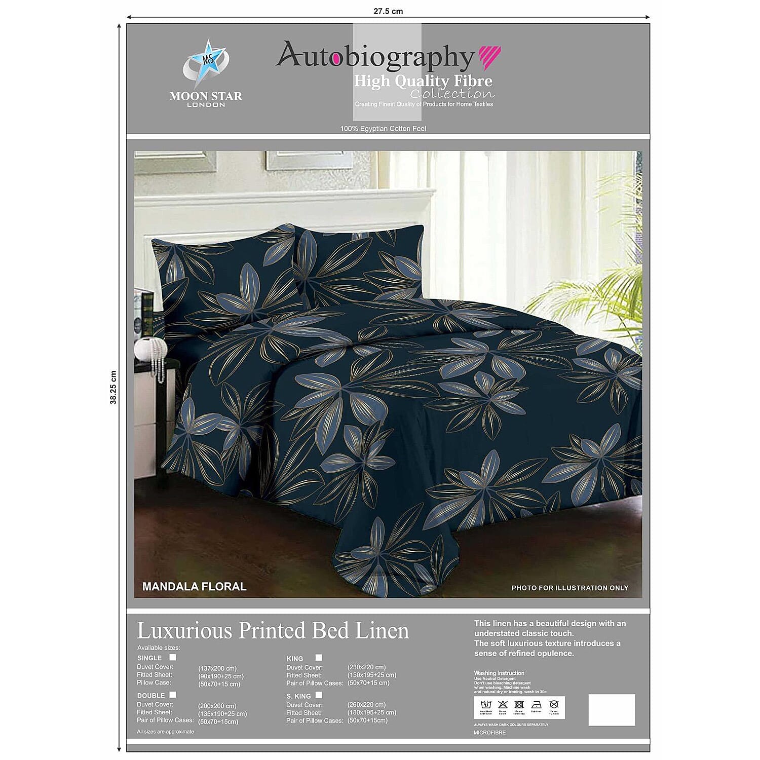 Set of Printed Duvet Cover, Fitted Sheet & Pillowcases