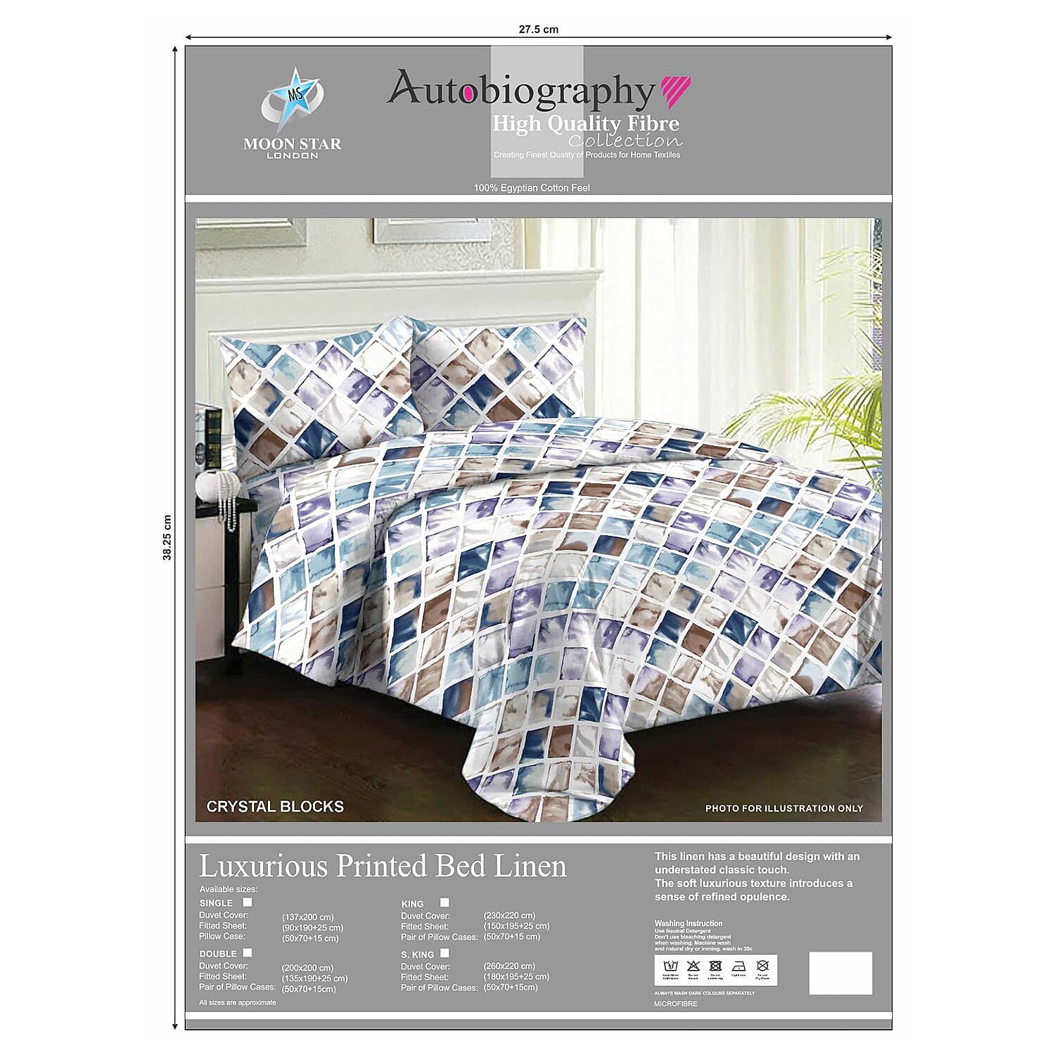 Set of Printed Duvet Cover, Fitted Sheet & Pillowcases
