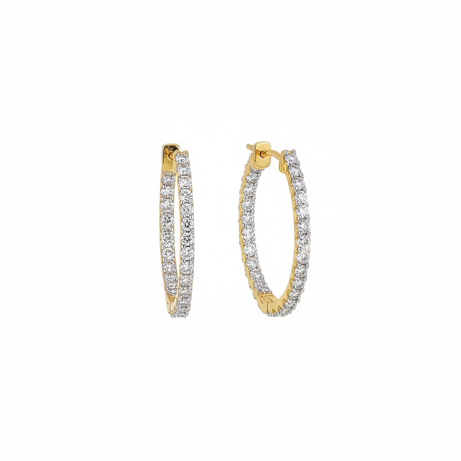 Luxuriant Diamond Lab Grown Diamond (SI-GH) Hoop Earring in 18K Vermeil Yellow Gold Plated Sterling Silver 2.00 Ct.