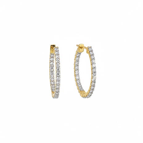 Luxuriant Diamond Lab Grown Diamond (SI-GH) Hoop Earring in 18K Vermeil Yellow Gold Plated Sterling Silver 2.00 Ct.