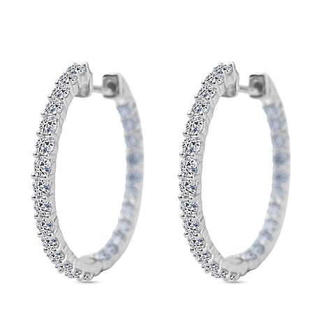 Luxuriant Diamond Lab Grown Diamond (SI-GH) Hoop Earring in Rhodium Overlay Sterling Silver 2.00 Ct.