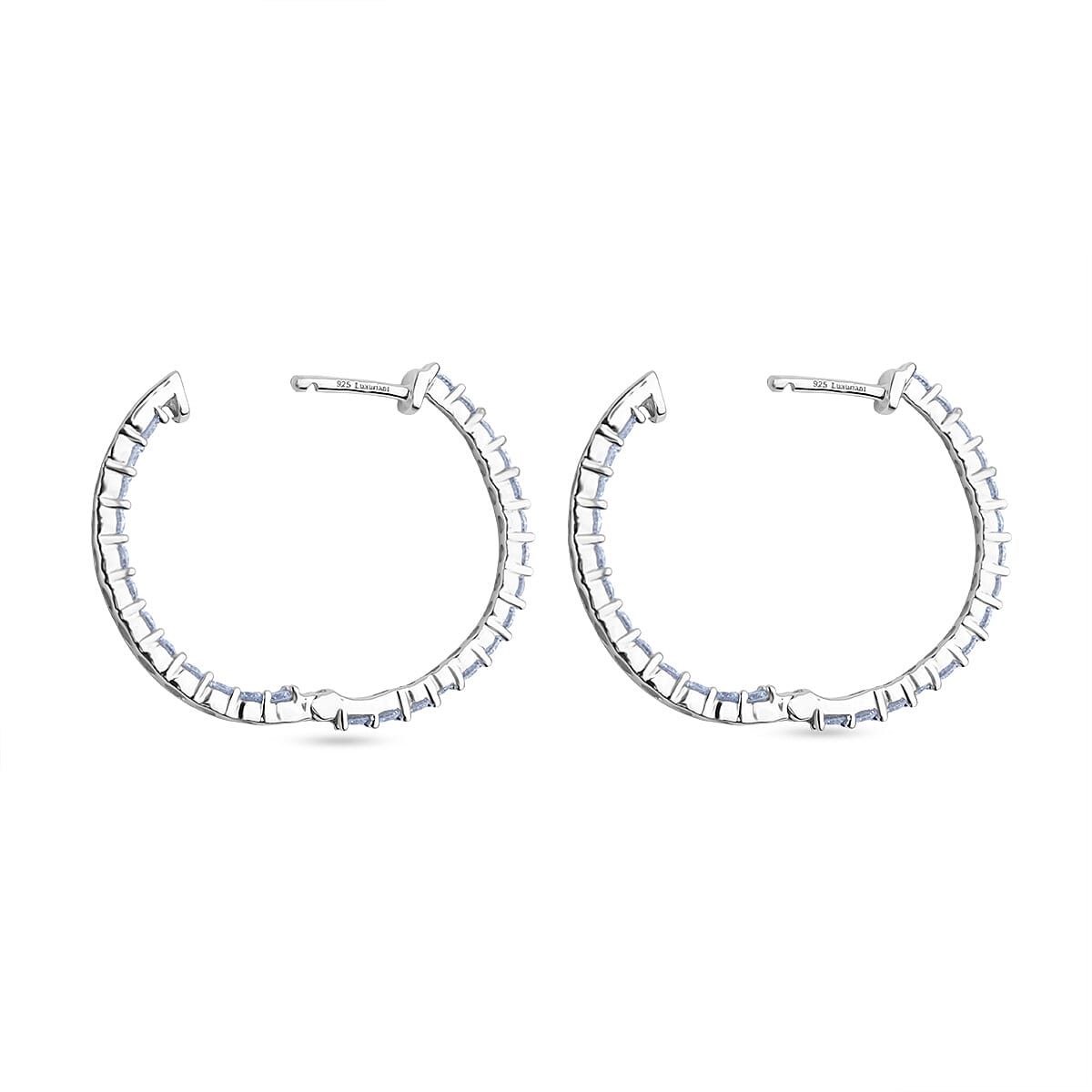 Luxuriant Diamond Lab Grown Diamond (SI-GH) Hoop Earring in Rhodium Overlay Sterling Silver 2.00 Ct.