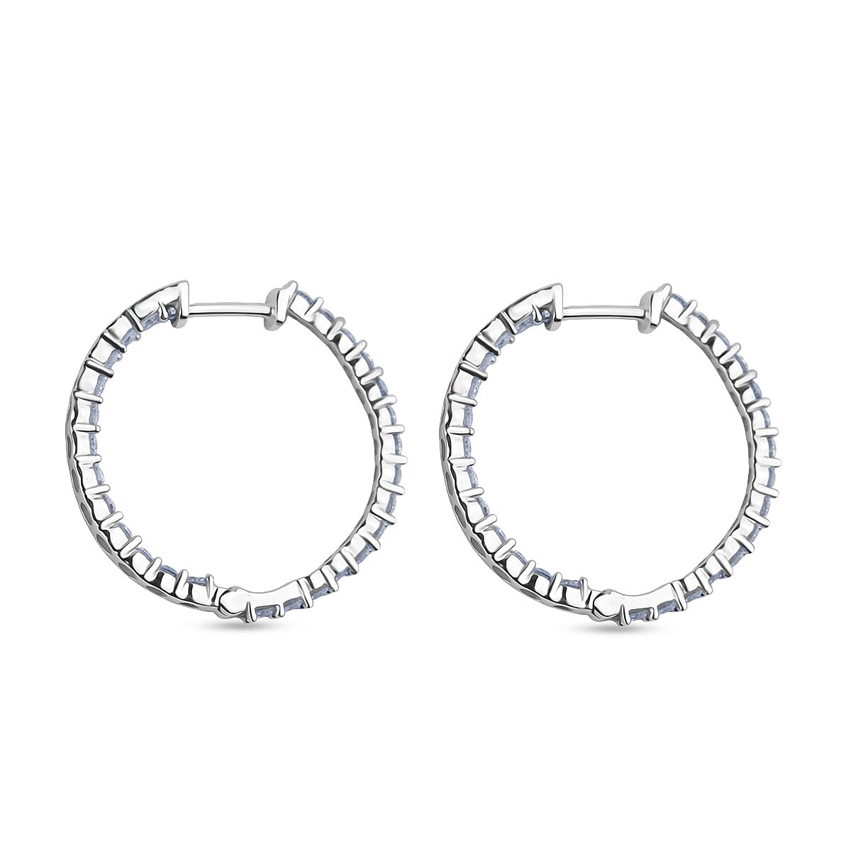 Luxuriant Diamond Lab Grown Diamond (SI-GH) Hoop Earring in Rhodium Overlay Sterling Silver 2.00 Ct.