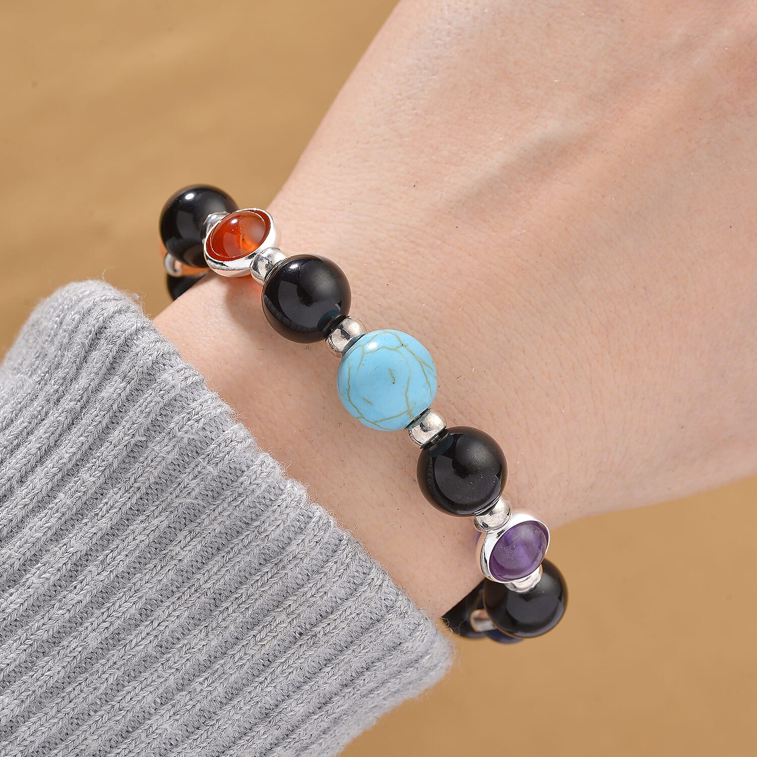 Tucson Find - Multi Gemstones Bracelet (Size - 7 Strachable) 100.00 Ct.