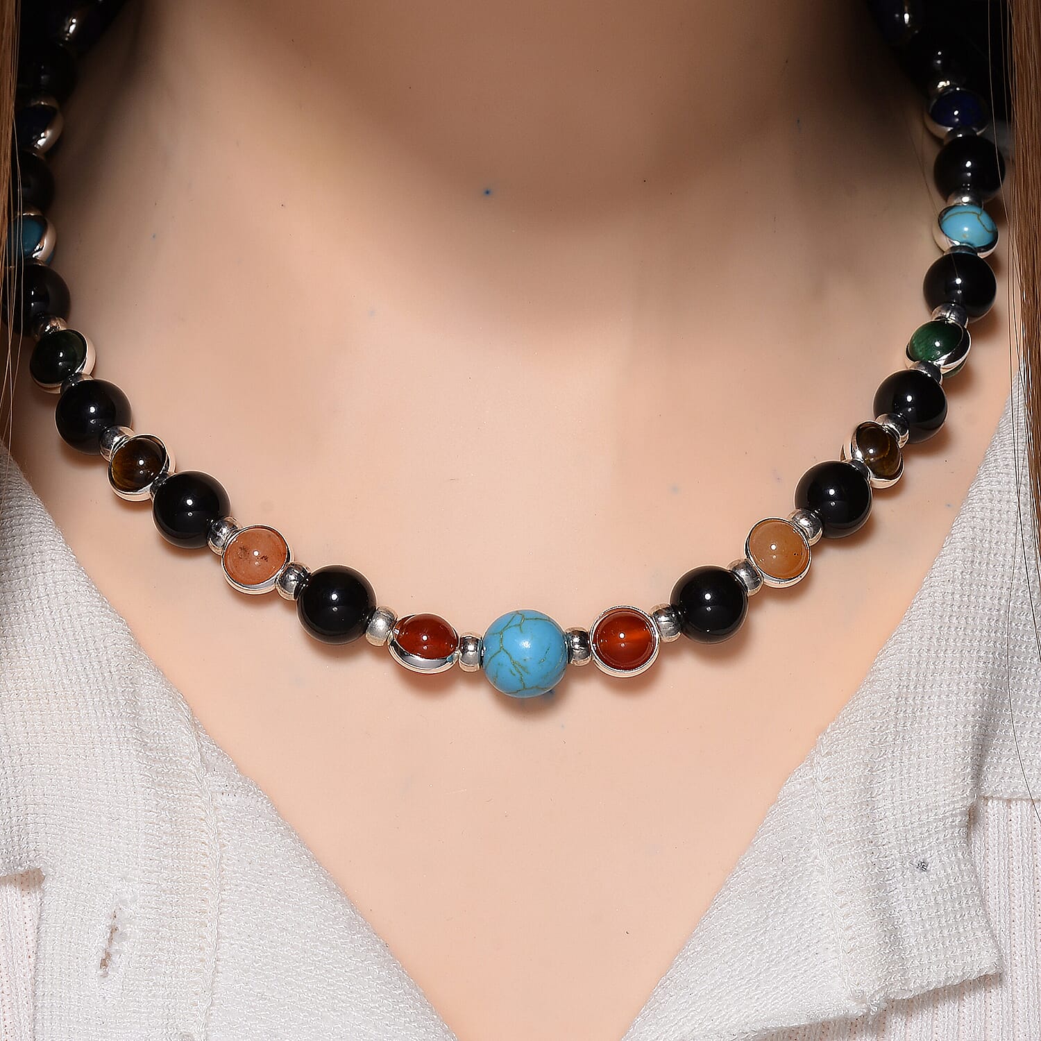 Tucson Find- Multi Gemstones Necklace (Size - 18 - 2) 213.00 Ct.