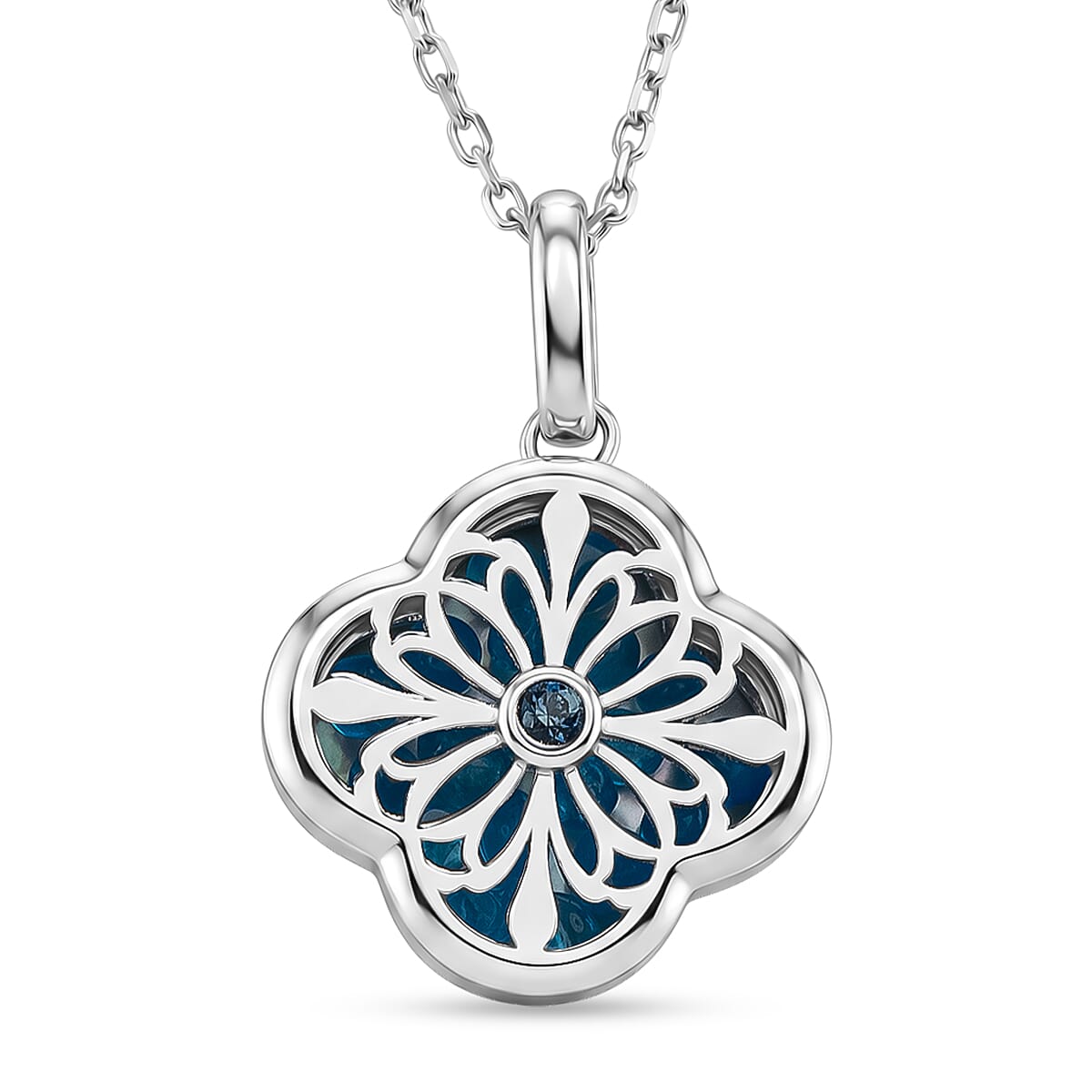 Blue Apatite Pendant with Chain (Size - 16 - 2 Ext) with Lobster Clasp in Sterling Silver 4.00 Ct.