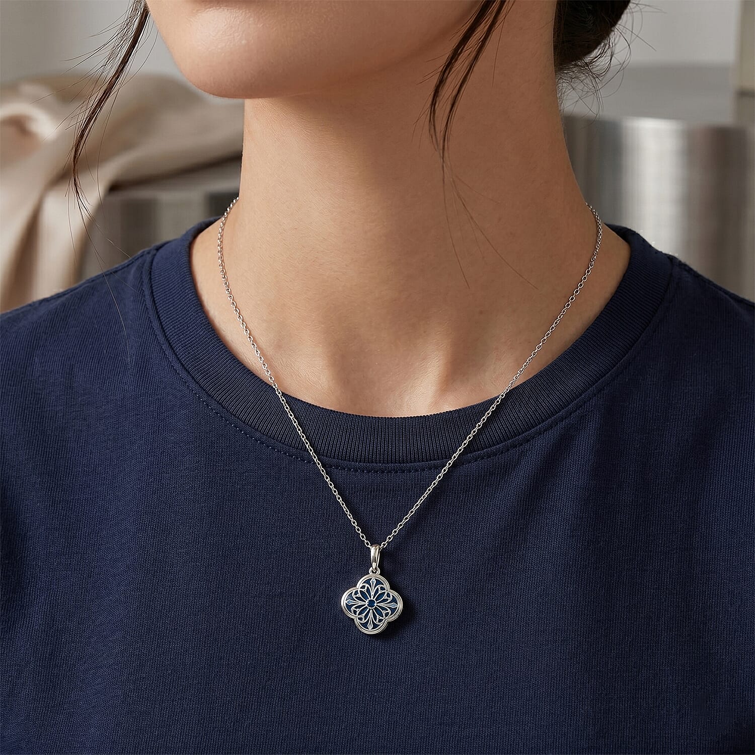 Blue Apatite Pendant with Chain (Size - 16 - 2 Ext) with Lobster Clasp in Sterling Silver 4.00 Ct.