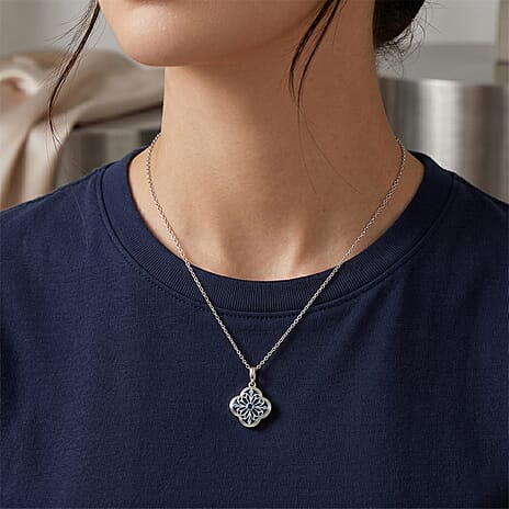 Blue Apatite Pendant with Chain (Size - 16 - 2 Ext) with Lobster Clasp in Sterling Silver 4.00 Ct.